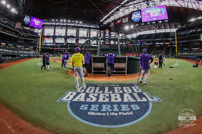 TCU Practicing before the Kubota Classic at Globe Life Field